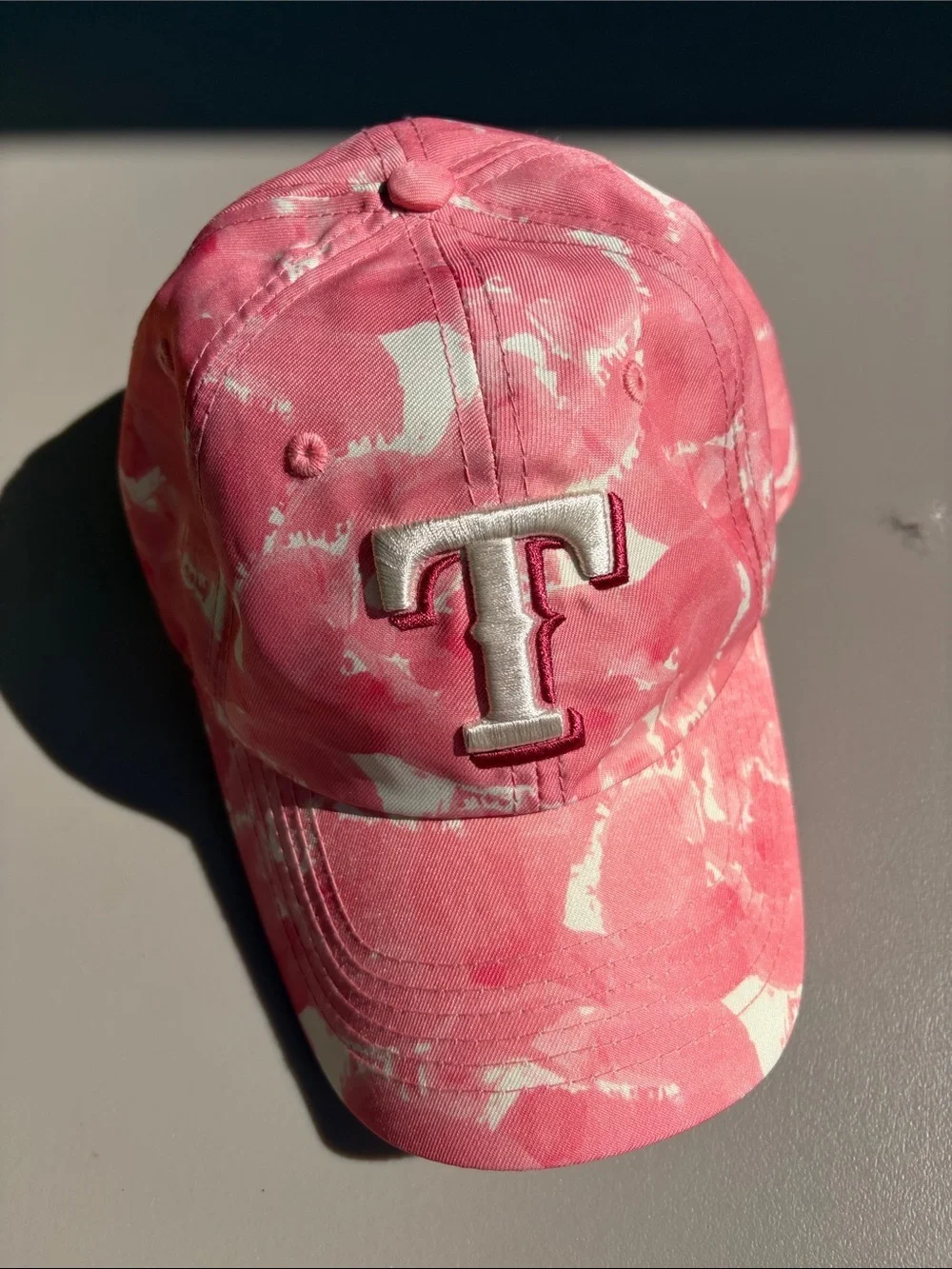 MLB TEXAS RANGERS Pink Tie-Dye Baseball Cap with Embroidered 'T'